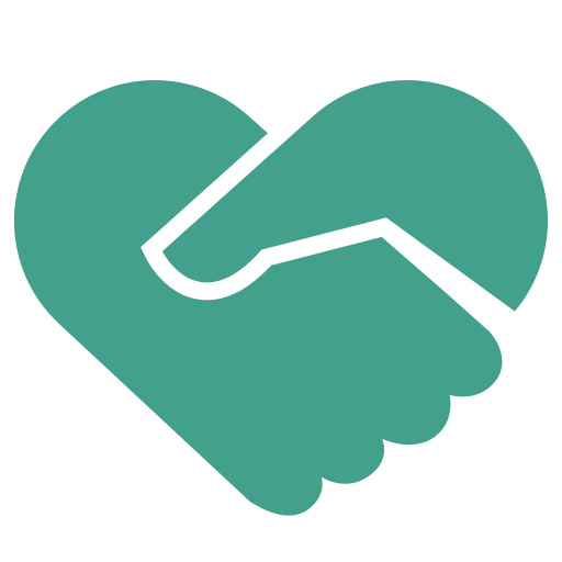 Cartoon love heart handshake