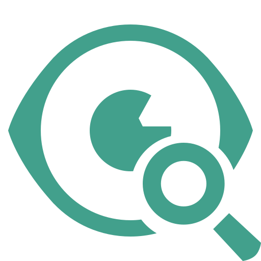 Cartoon eye with magnifying glass
